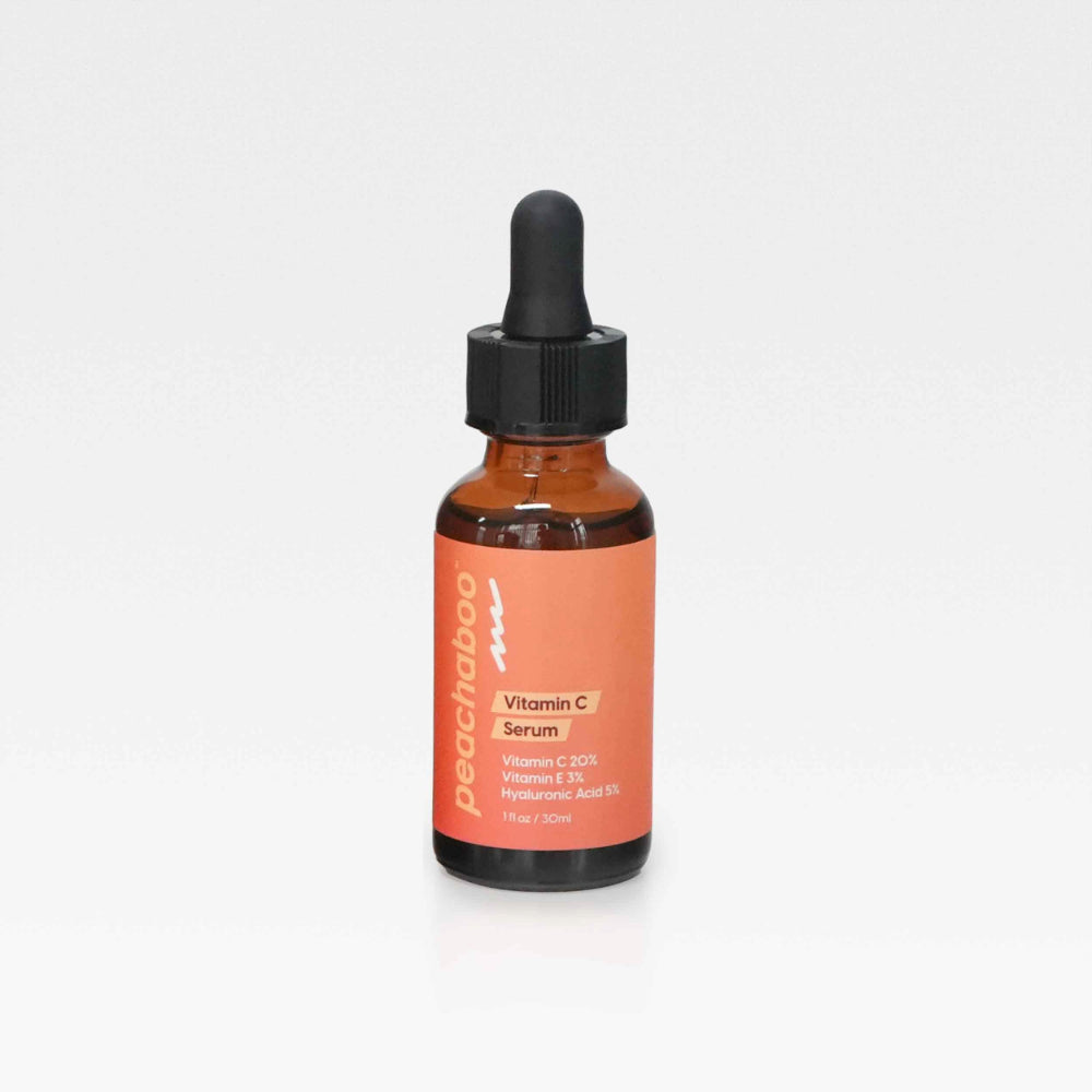 Peachaboo Vitamin C Serum in brown bottle