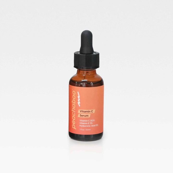 Peachaboo Vitamin C Serum in brown bottle