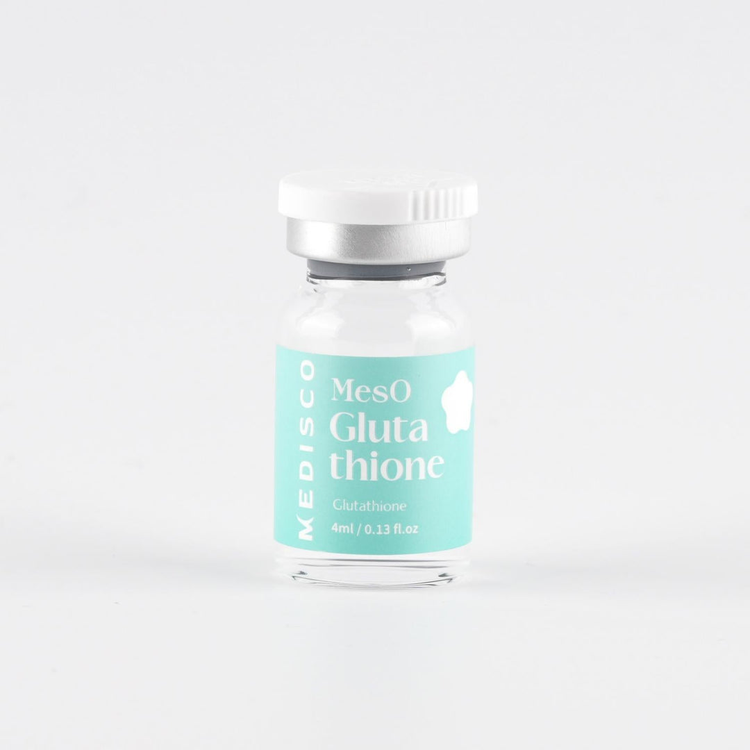 Single Medisco MesO Glutathione Ampoule vial  on a white background.