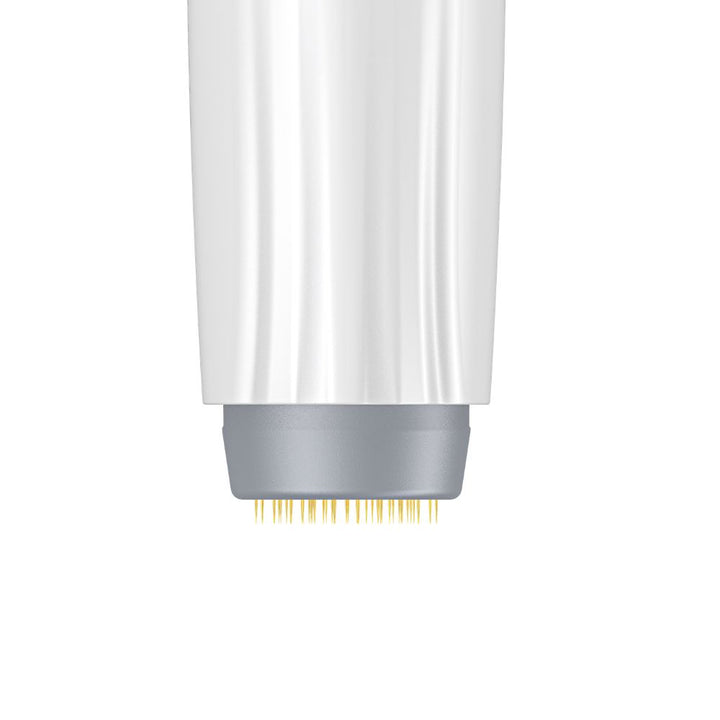 Bio Needle 60-Pin Scalp Derma Stamp close-up showing gold-plated needles and grey round stamp head