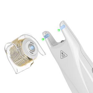 illustration how to connect Bio Roller G5 Rechargeable Derma Roller with LED and EMS (540 Pins) cartridge