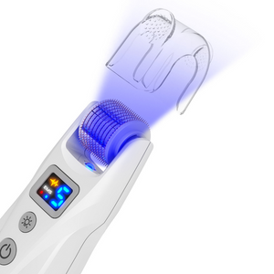 Illustration of Bio Roller G5 Rechargeable Derma Roller with LED and EMS (540 Pins) with blue LED