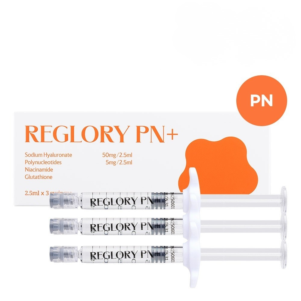 Reglory PN+ Skin Booster syringes with packaging box on a white background