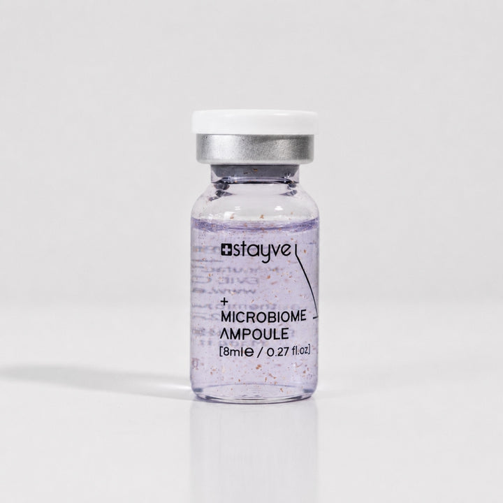 Stayve Microbiome Ampoule vial with purple formula for professional skincare treatments