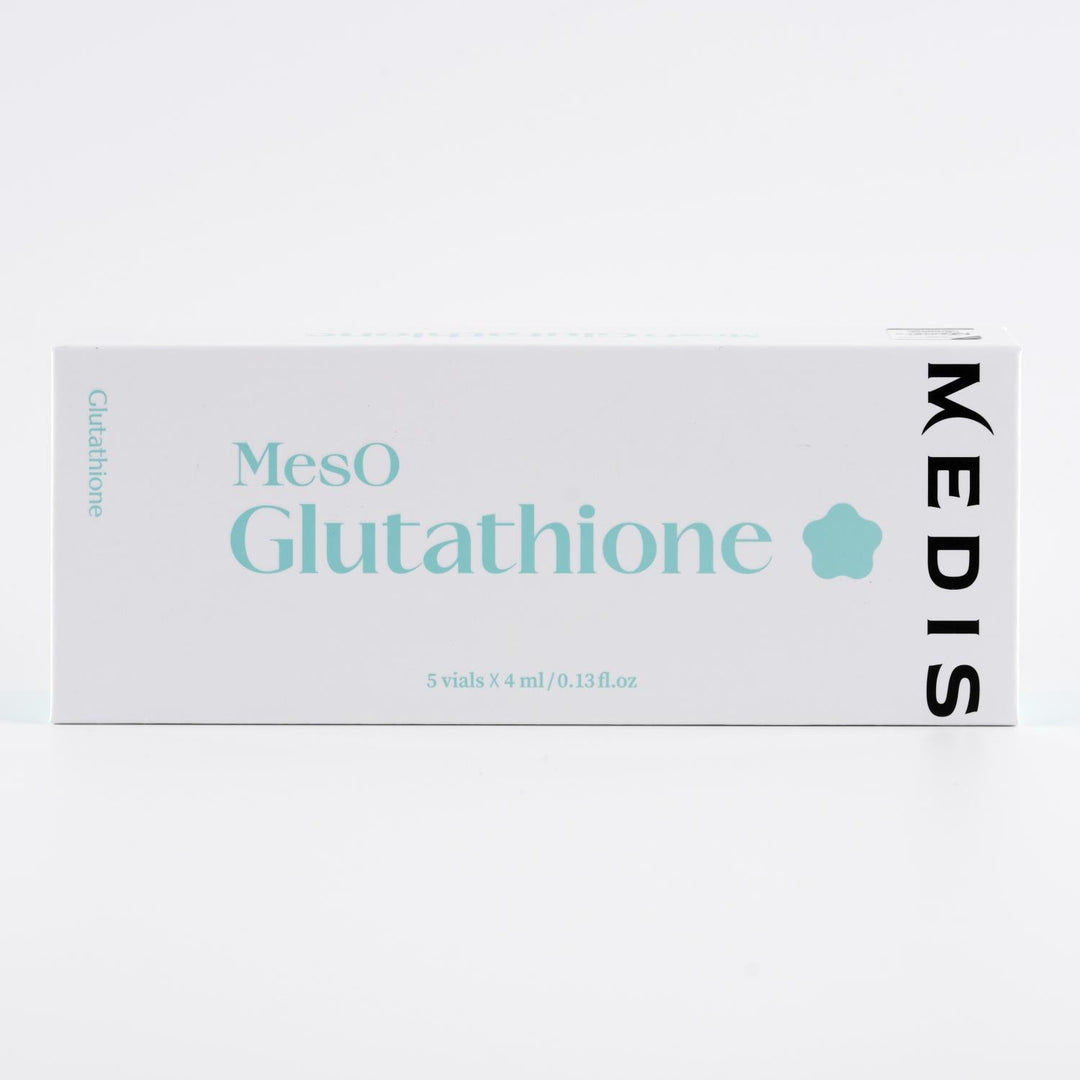 Single Medisco MesO Glutathione Ampoule vial  on a white background.