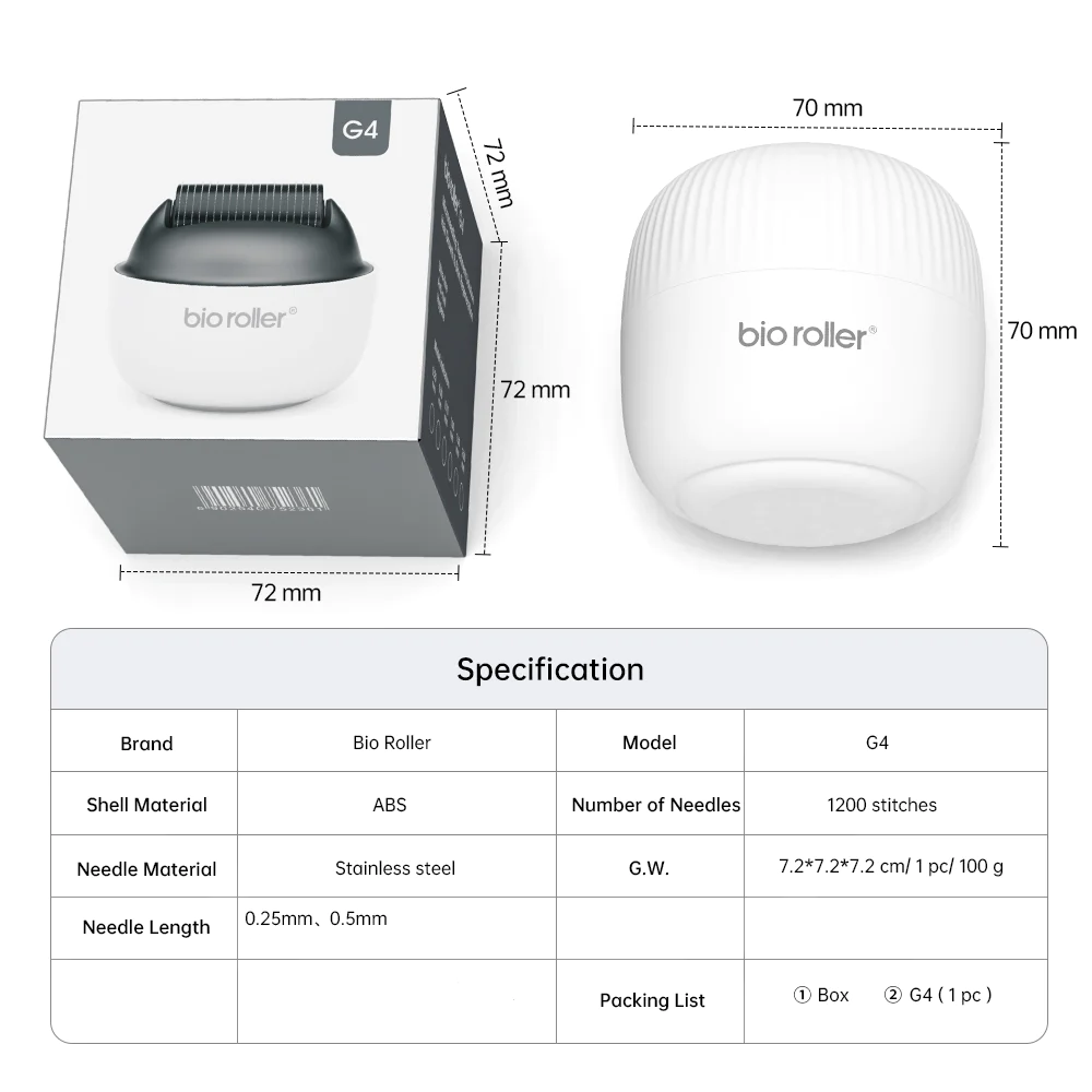 Bio Roller G4 Microneedling for Skin and Hair Growth (1200 Pins)