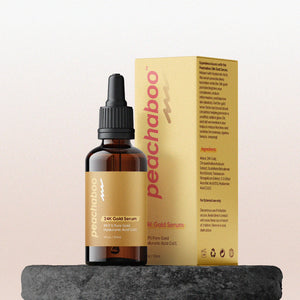 All-in-one skin care system featuring peachboo's 30ml 24K Gold Anti-Ageing Serum for youthful, radiant skin.